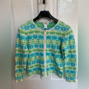 Talbots Blue and Green Floral Patterned Cardigan  - free with $20+ bundle